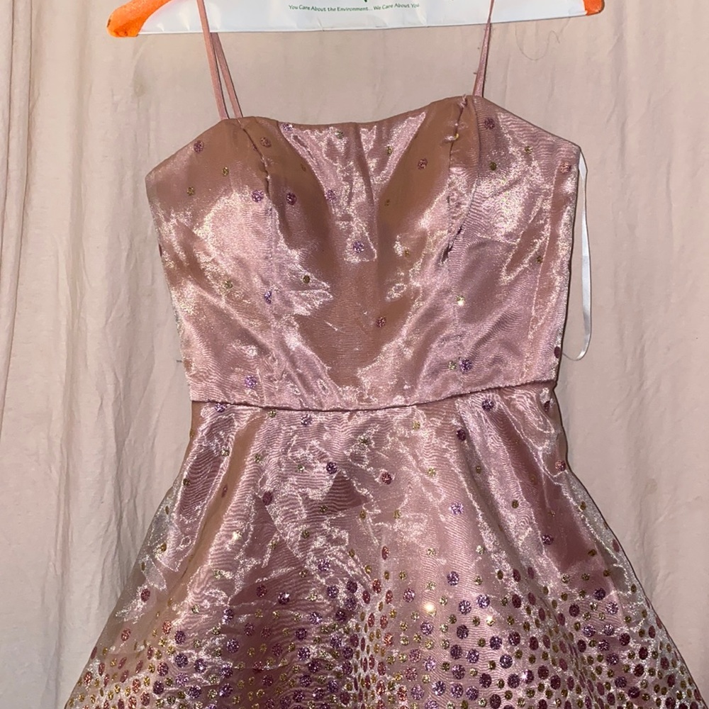 Mini pink dress with glitter polkadots